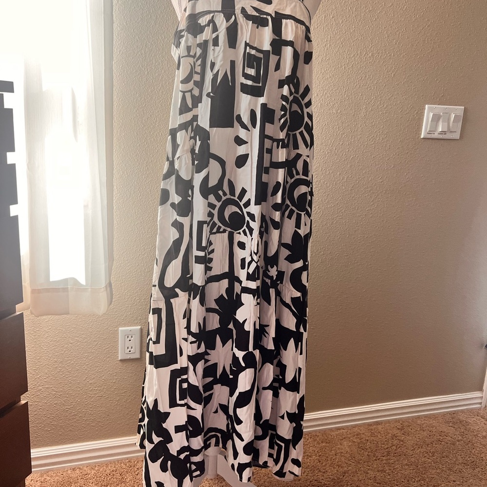 Black and White Strapless Maxi Sundress